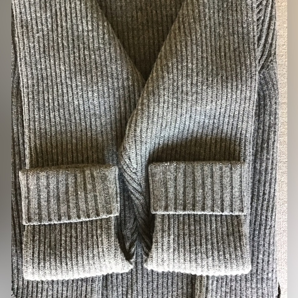 NWOT J Peterman M XL Letterman Shawl Collar Wool Cardigan Sweater in Gray/Navy - Picture 6 of 9